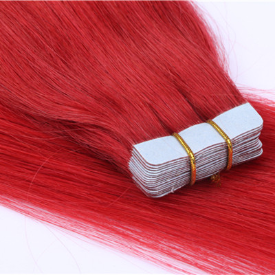  Cuticle Aligned Hair Tape In Virgin Human Hair Extensions Shed Free Remy red Straight Tape in Hair red Colors HN199